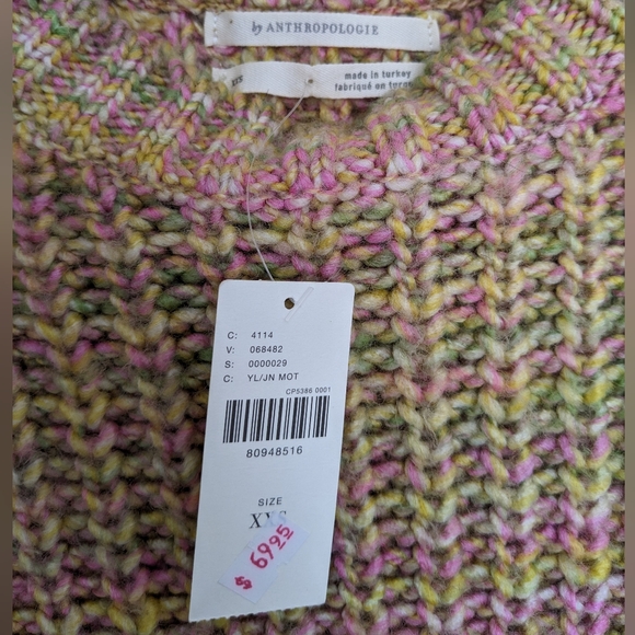 Anthropologie Ribbed Multicolored Crewneck Sweater NWT XXS - Picture 4 of 7